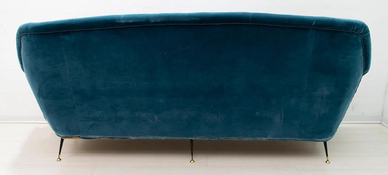 Divano in velluto blu di Gigi Radice per Minotti, anni '50 8