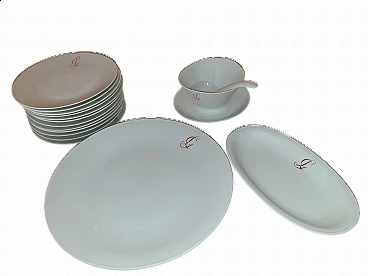 Servizio di piatti in porcellana bianca Hutschenreuther con iniziali in oro zecchino, anni '60
