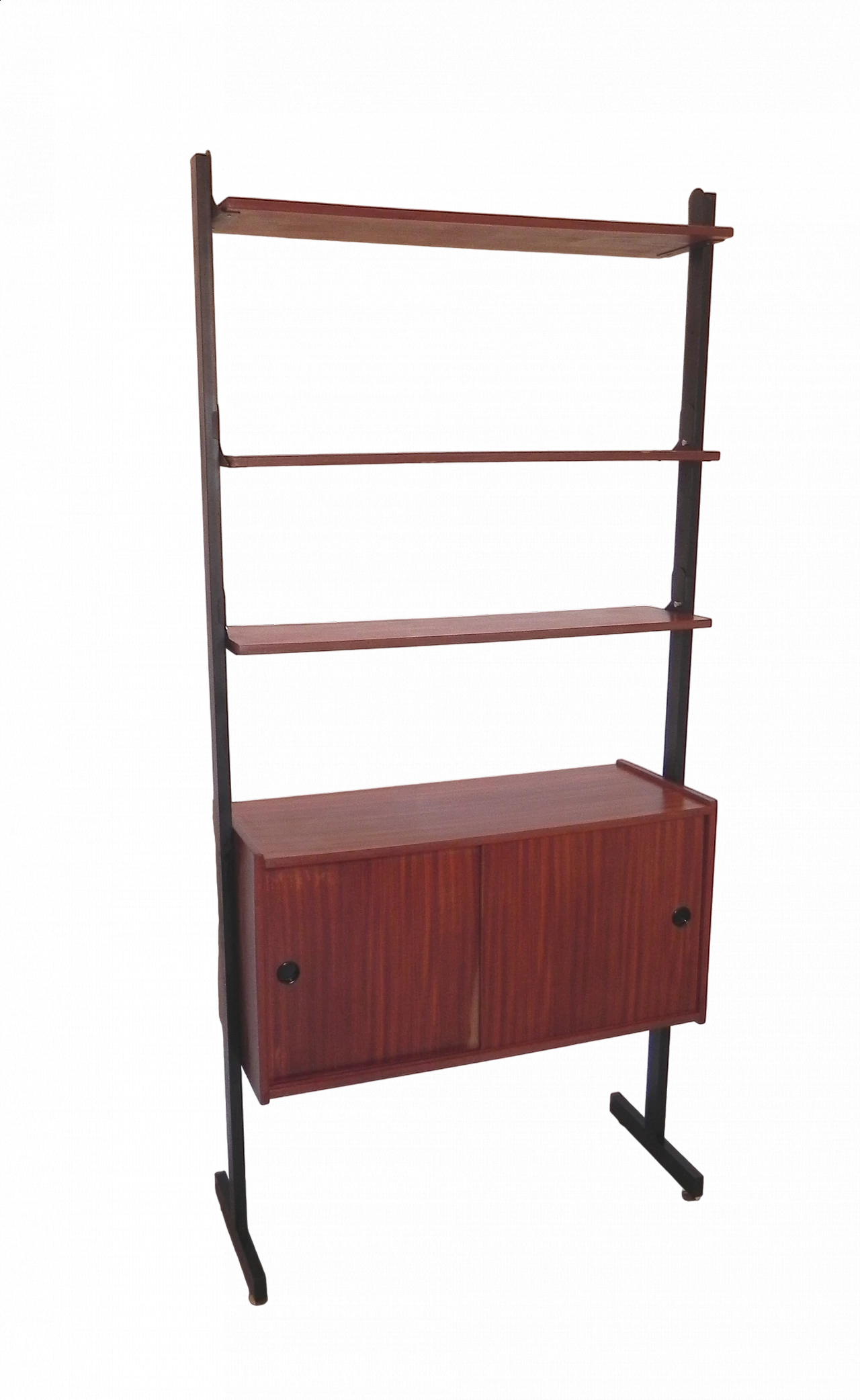 Libreria in teak con struttura in tubolare metallico, anni '60 17