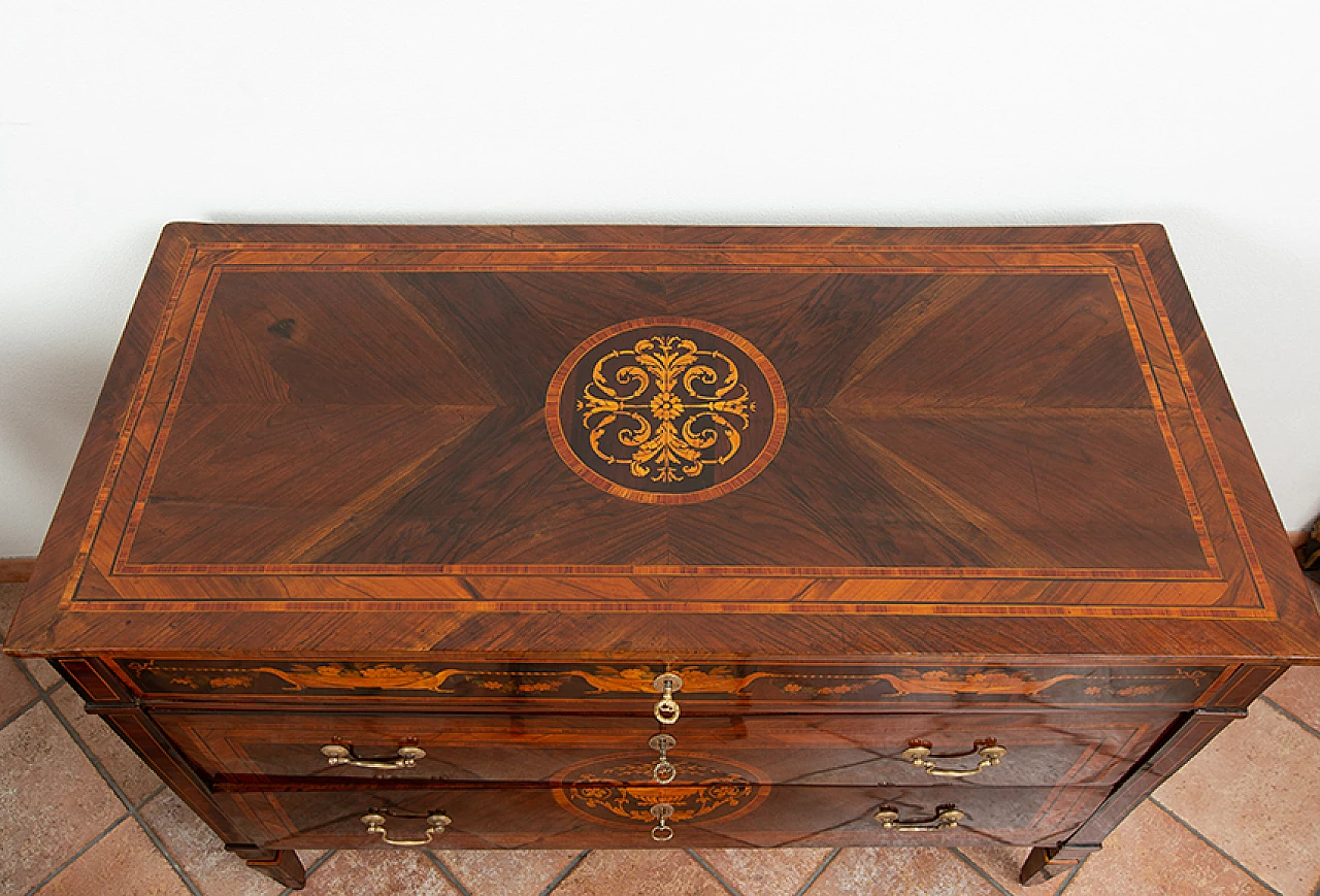Louis XVI chest of drawers in inlaid exotic precious woods, 18th century 4