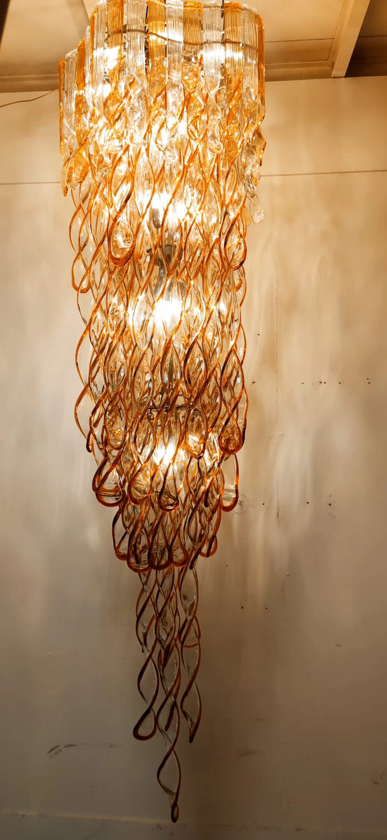Murano glass chandelier by Aureliano Toso, 1960s 3