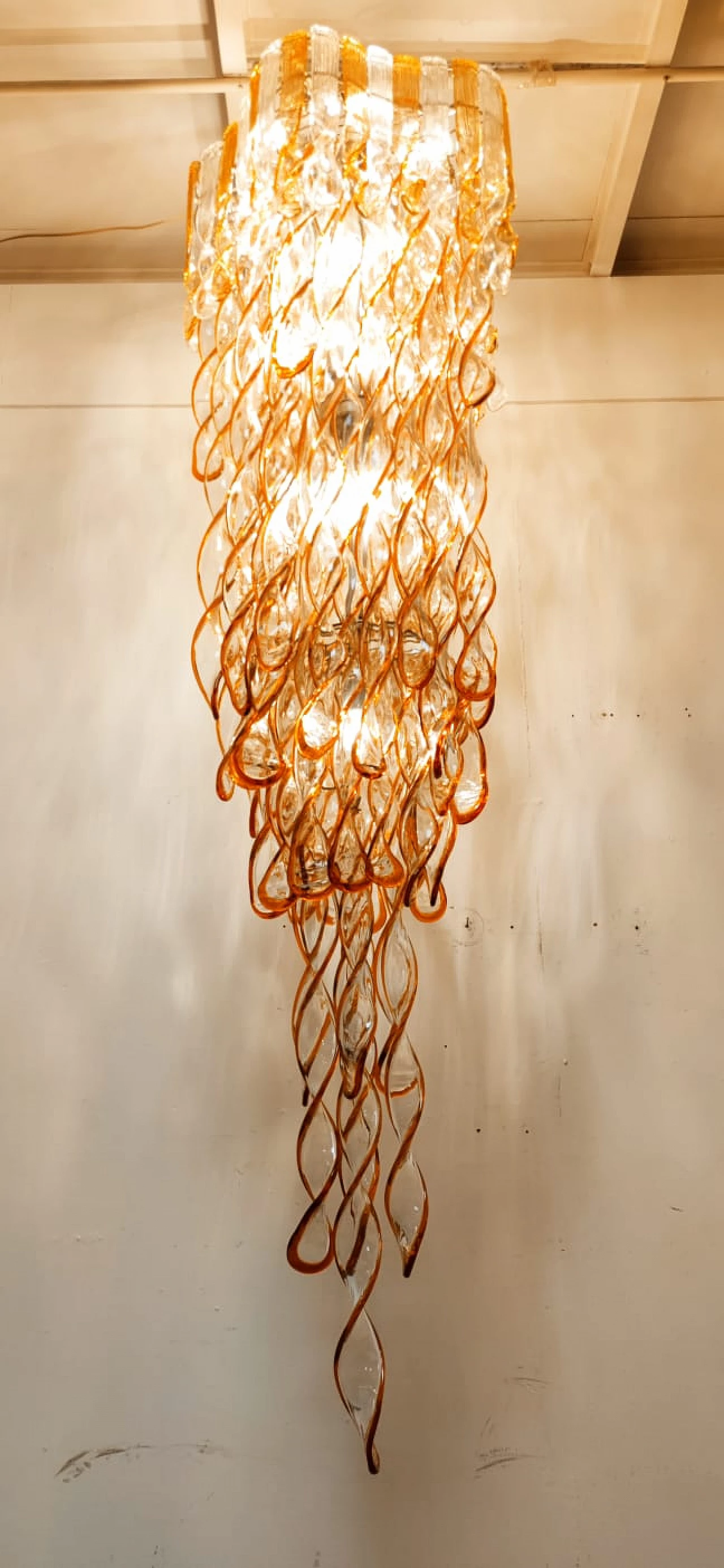 Murano glass chandelier by Aureliano Toso, 1960s 4