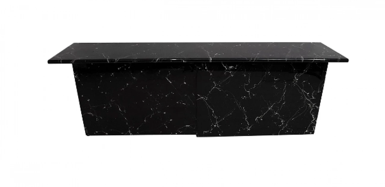 Faux Marquina marble sideboard, 1980s 1