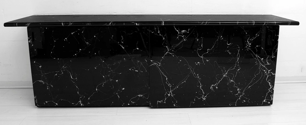 Faux Marquina marble sideboard, 1980s 2