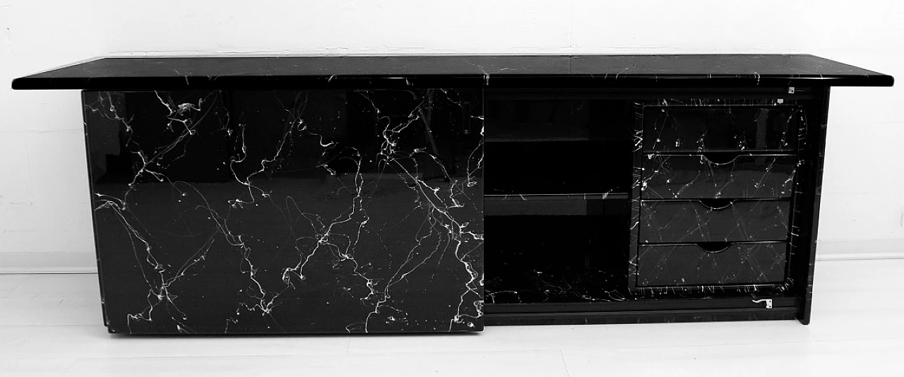 Faux Marquina marble sideboard, 1980s 3