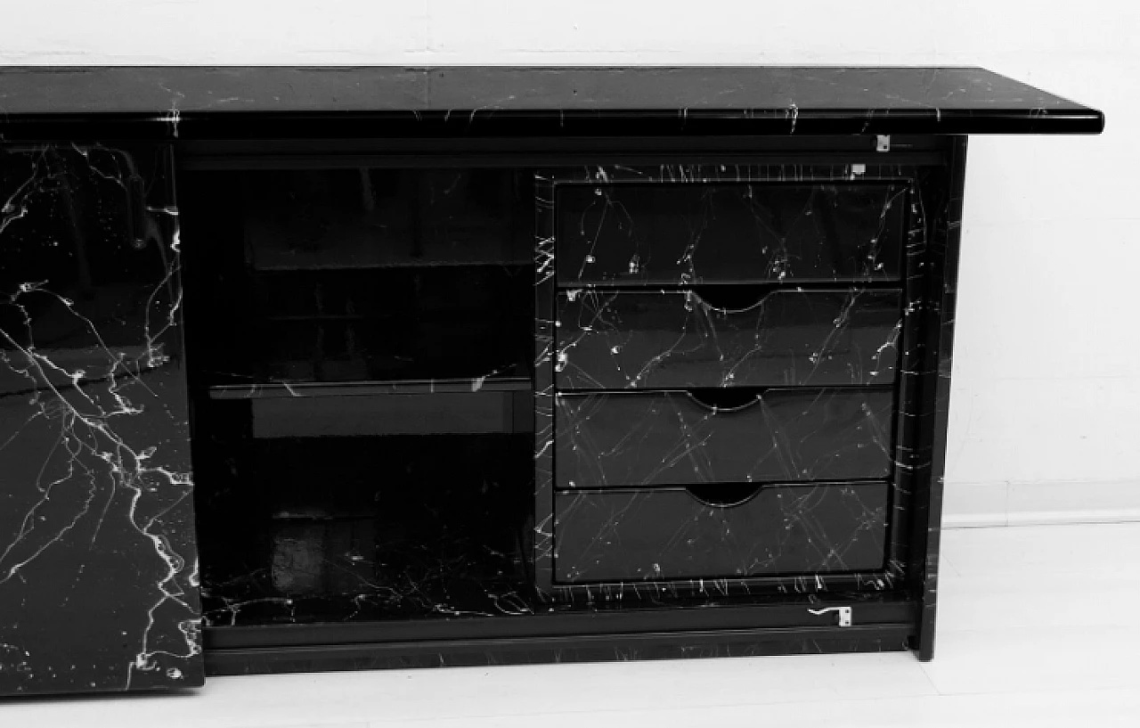 Faux Marquina marble sideboard, 1980s 4