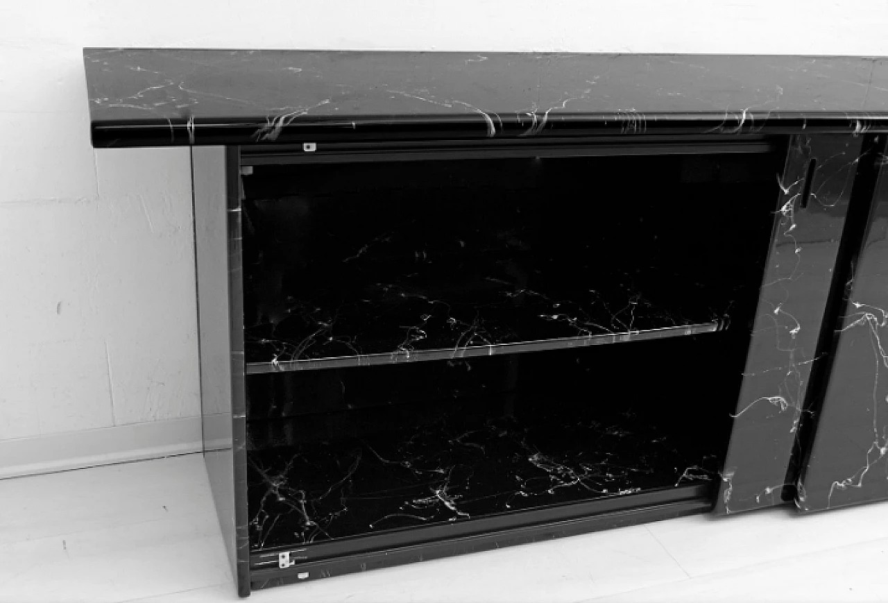 Faux Marquina marble sideboard, 1980s 5