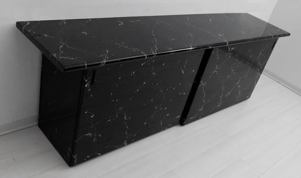 Faux Marquina marble sideboard, 1980s 6