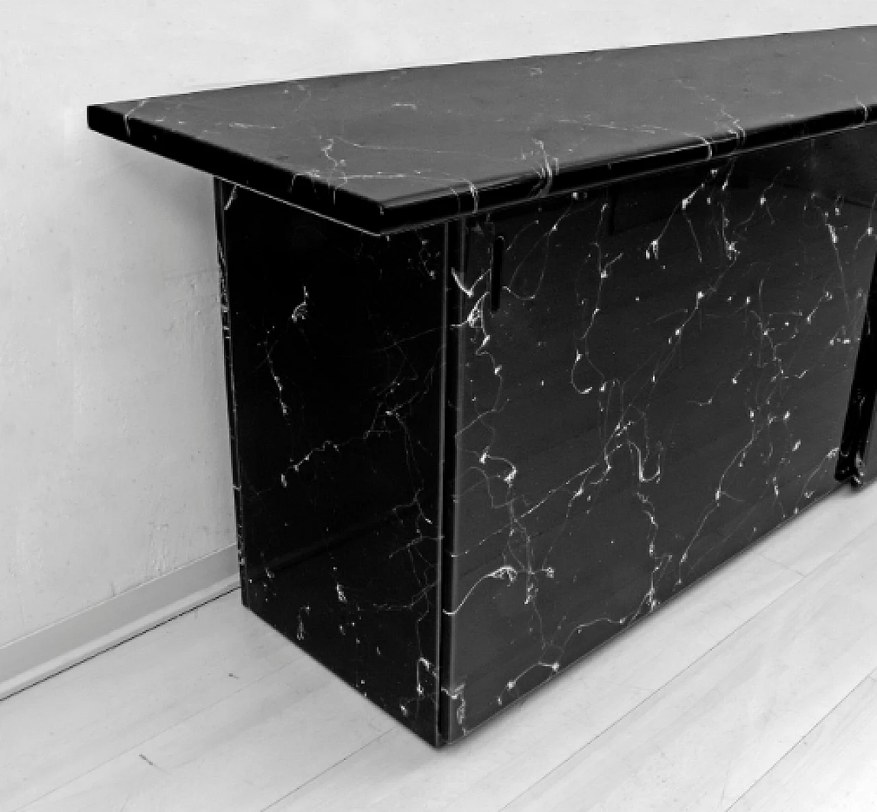 Faux Marquina marble sideboard, 1980s 8