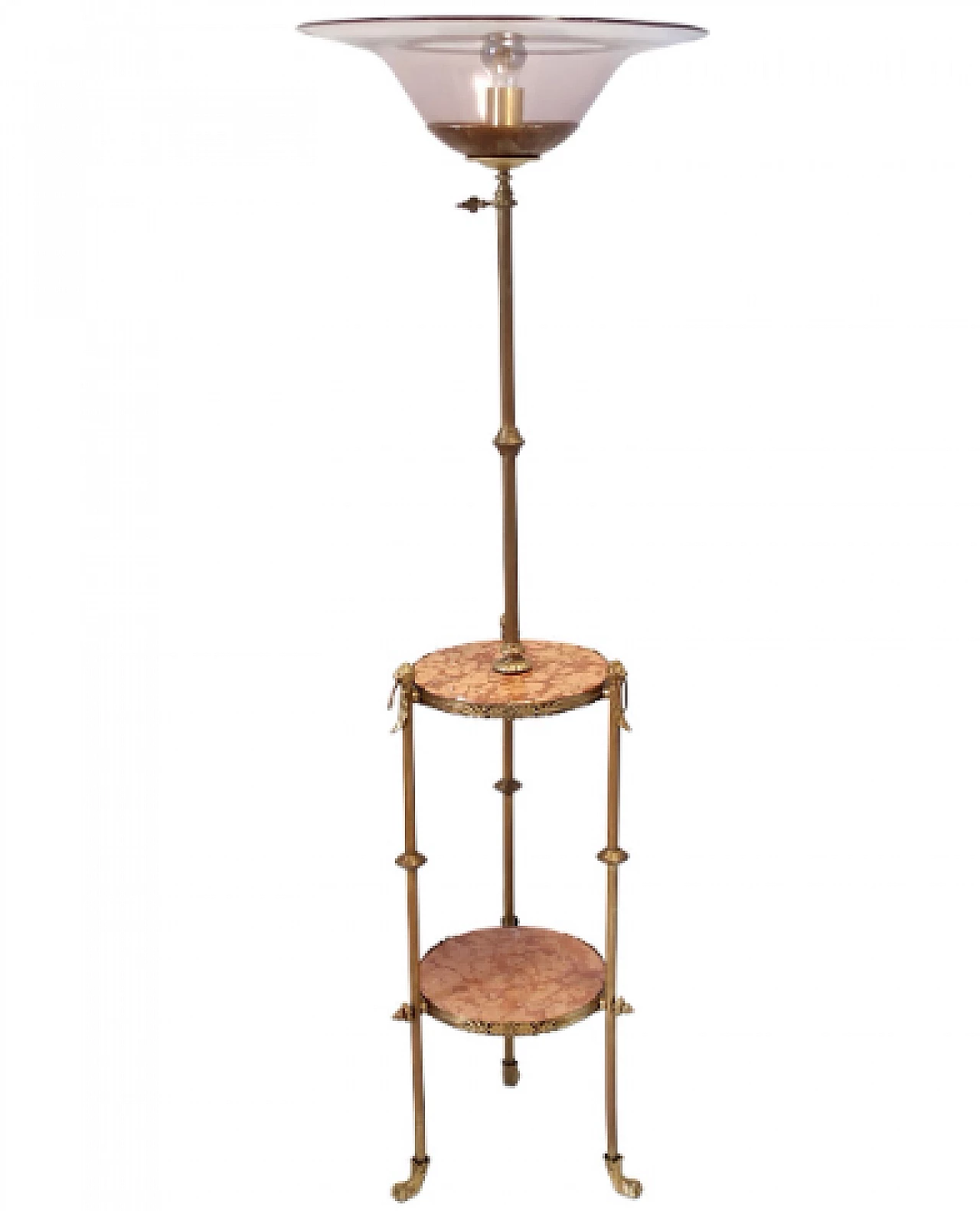 Metal, travertine and glass floor lamp by Vittorio Zecchin, 1920s 1