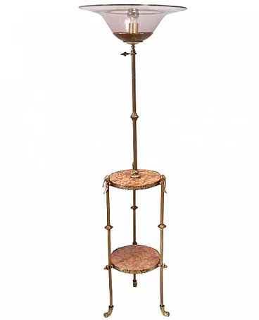 Metal, travertine and glass floor lamp by Vittorio Zecchin, 1920s