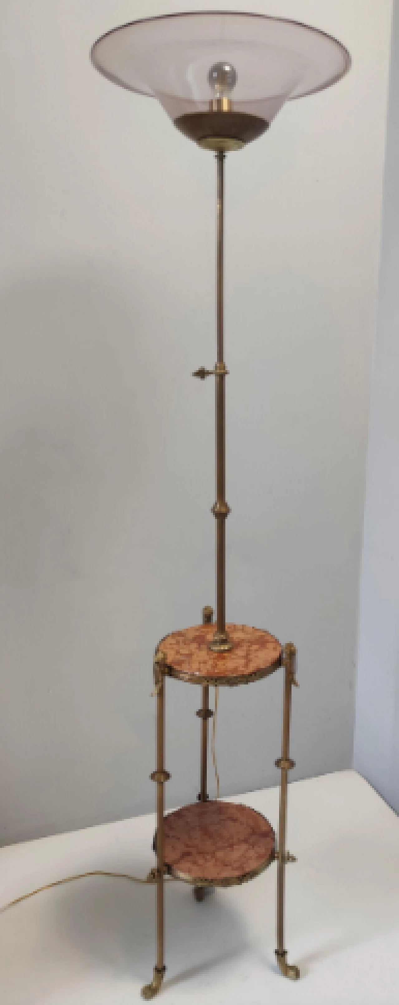 Metal, travertine and glass floor lamp by Vittorio Zecchin, 1920s 3