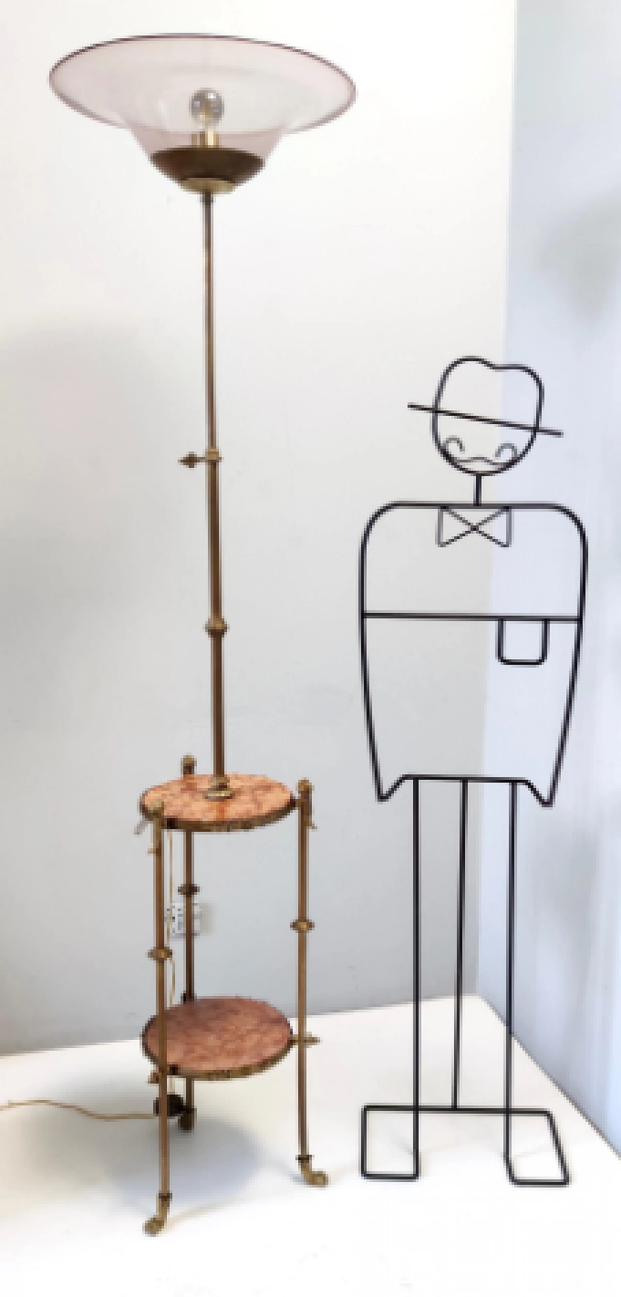 Metal, travertine and glass floor lamp by Vittorio Zecchin, 1920s 4