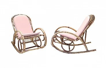 Pair of children's rocking chairs attributed to Bonacina, 1970s