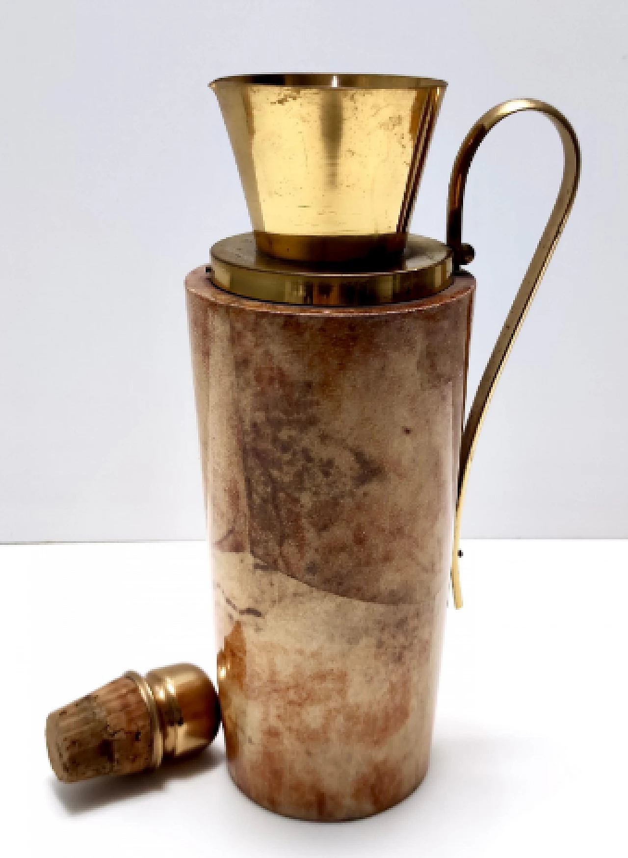 Brocca in faggio, pergamena e ottone di Aldo Tura per Macabo, anni '60 3