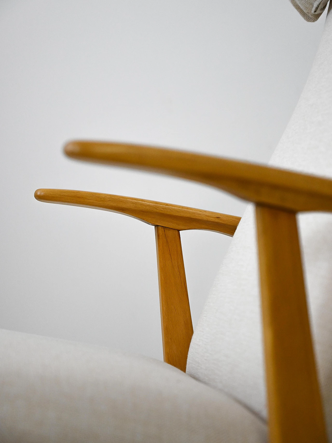 Scandinavian wooden armchair with headrest, 1960s 6