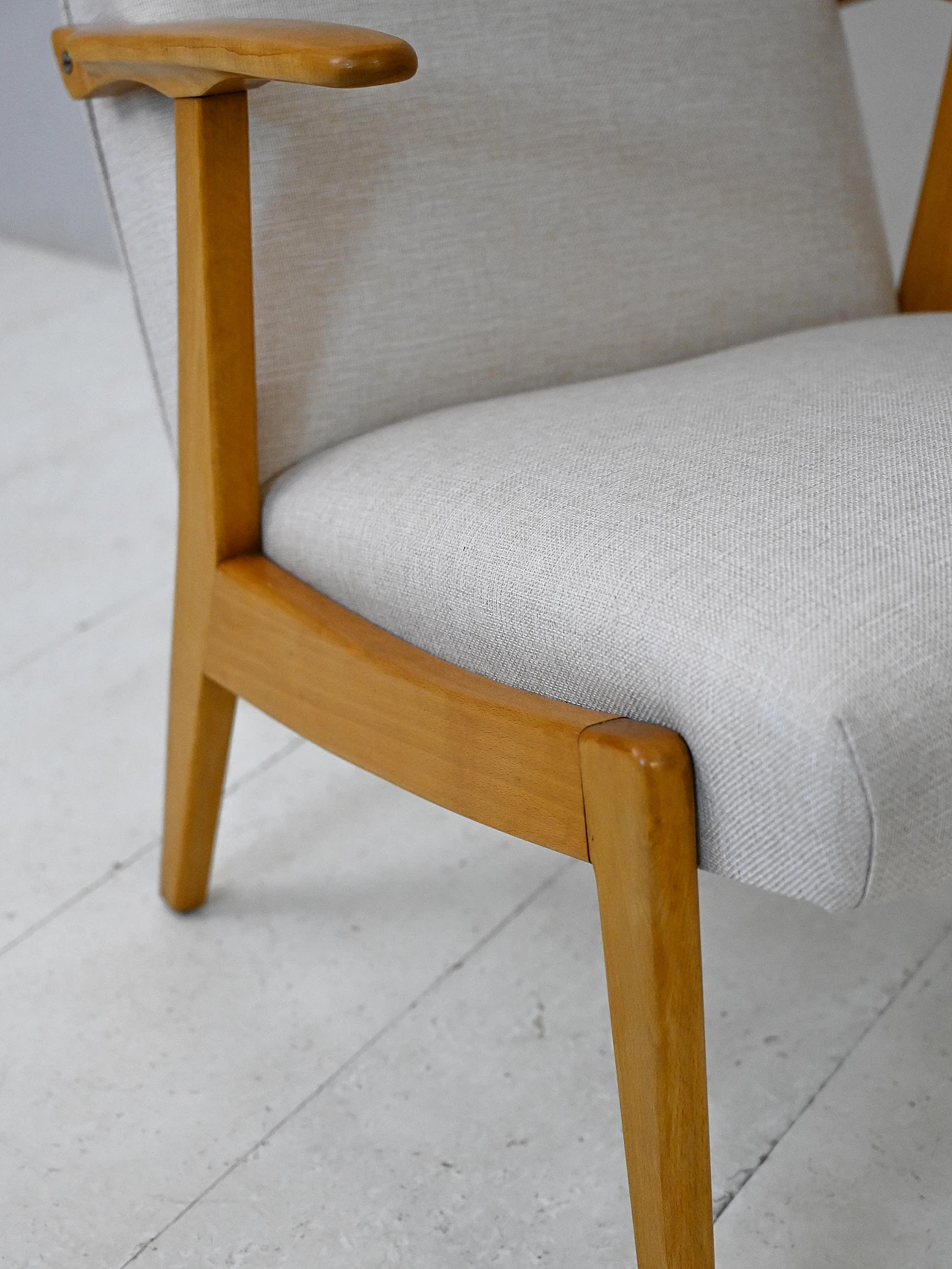 Scandinavian wooden armchair with headrest, 1960s 8