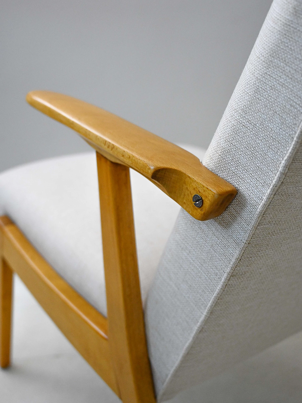 Scandinavian wooden armchair with headrest, 1960s 11