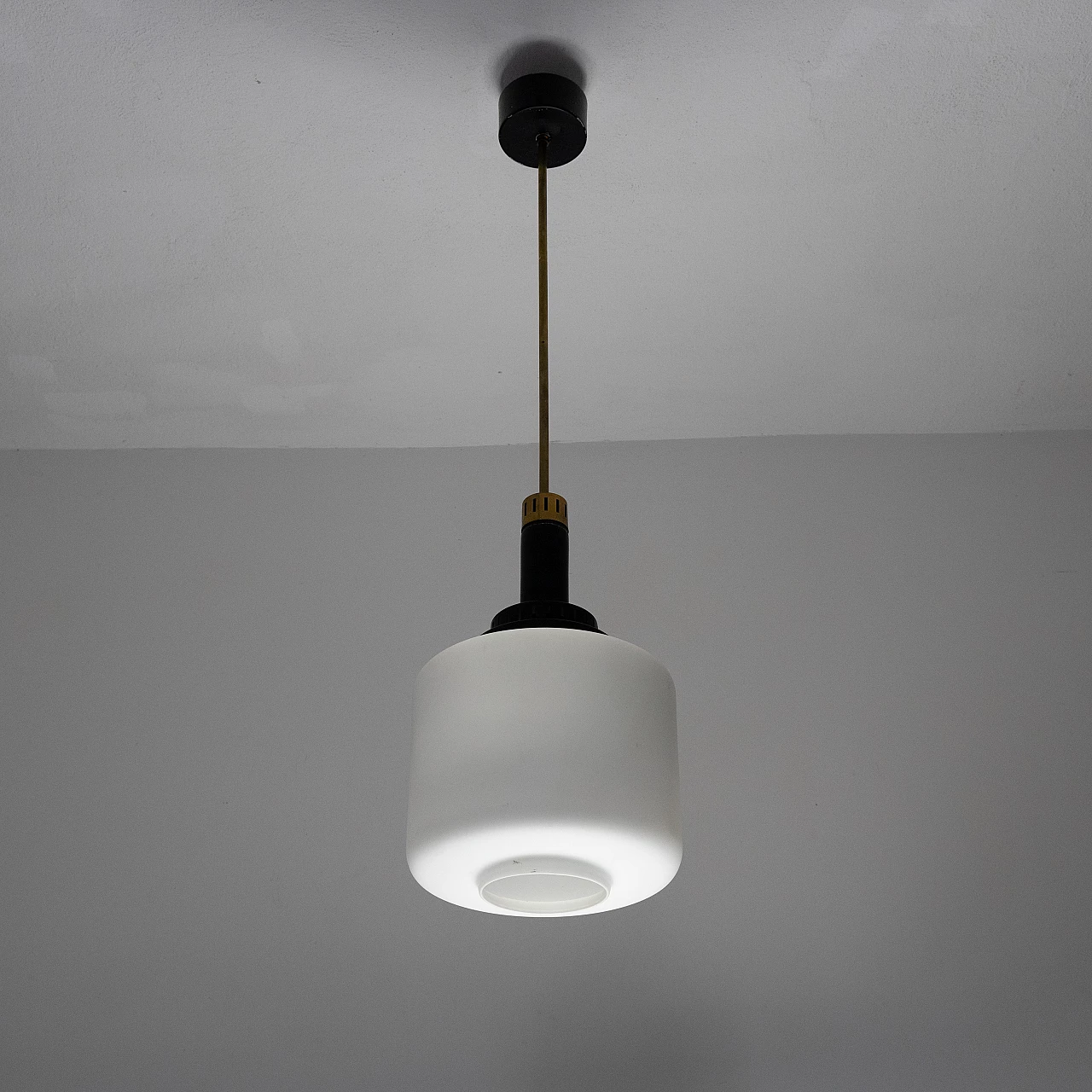 Lampadario in vetro e metallo, anni '50 3