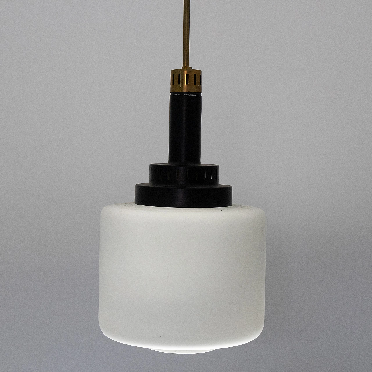 Lampadario in vetro e metallo, anni '50 5