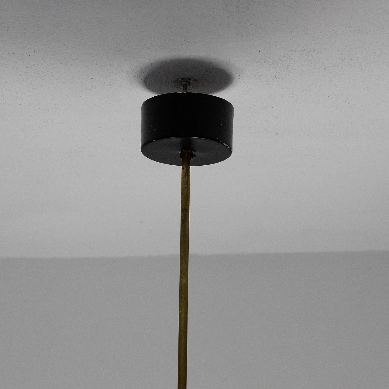 Lampadario in vetro e metallo, anni '50 6