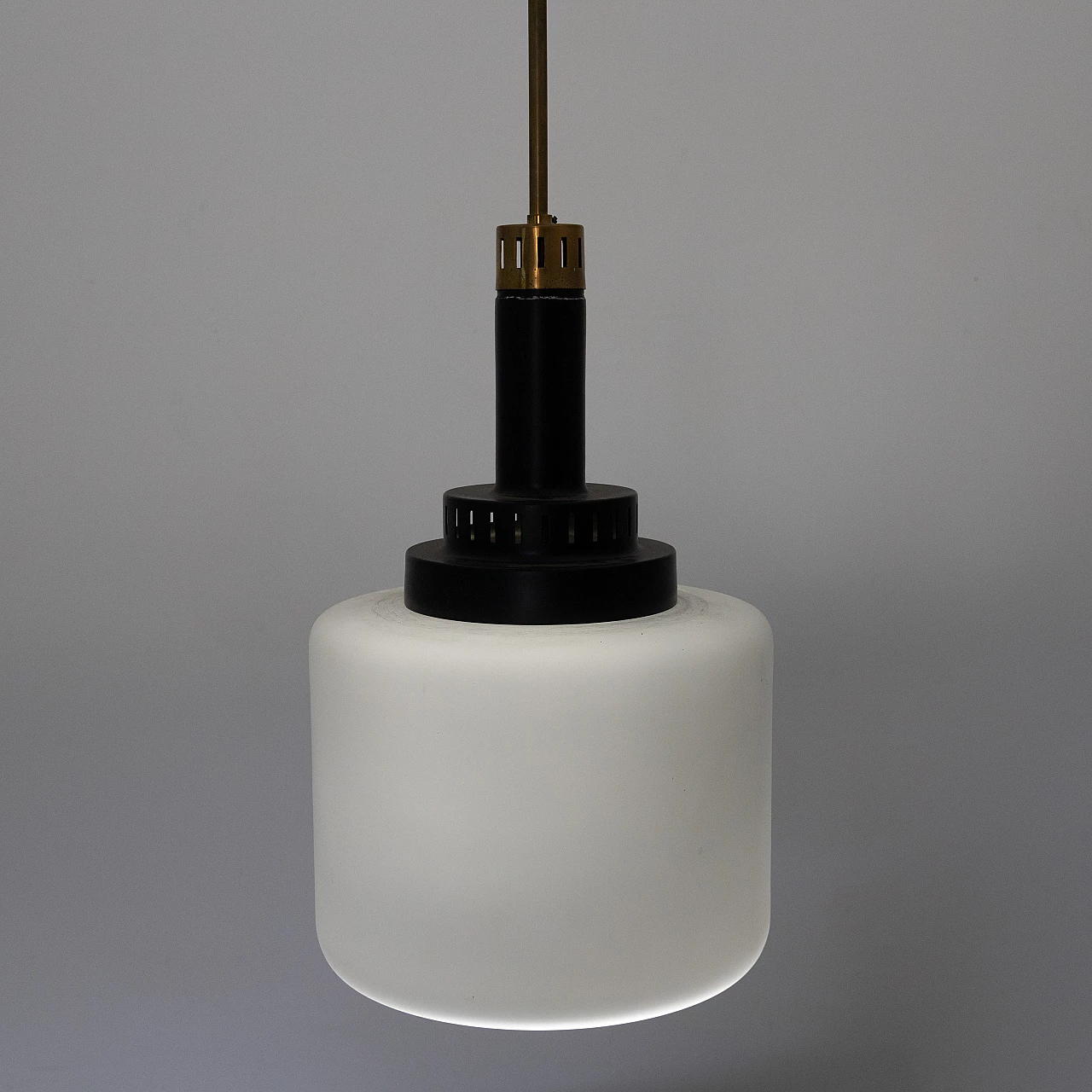 Lampadario in vetro e metallo, anni '50 7