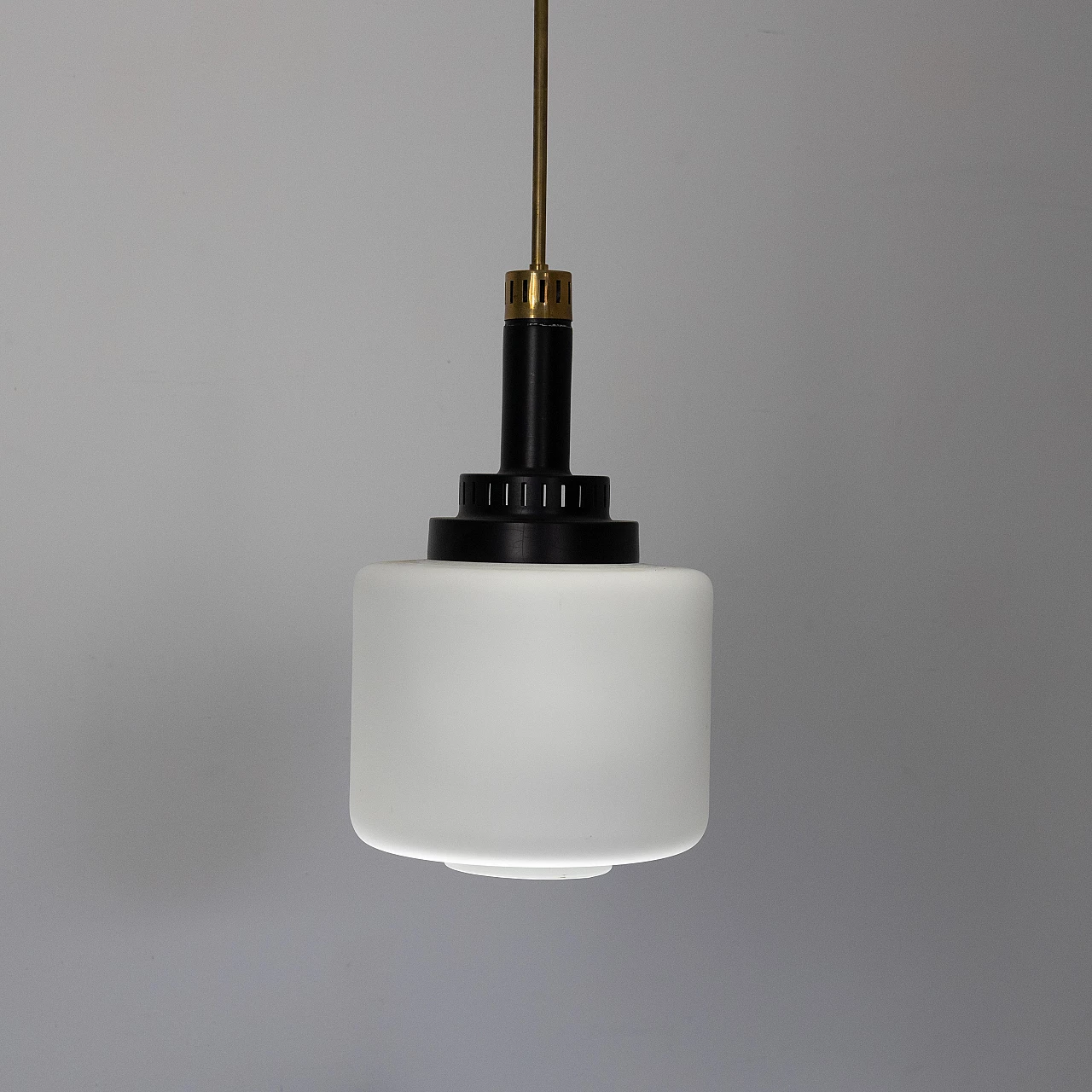 Lampadario in vetro e metallo, anni '50 8