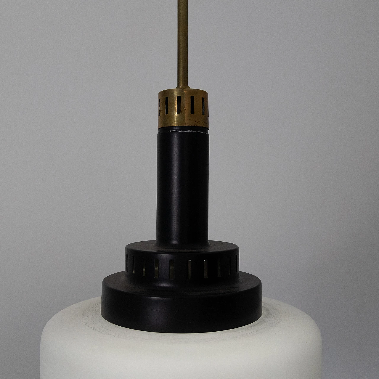 Lampadario in vetro e metallo, anni '50 10