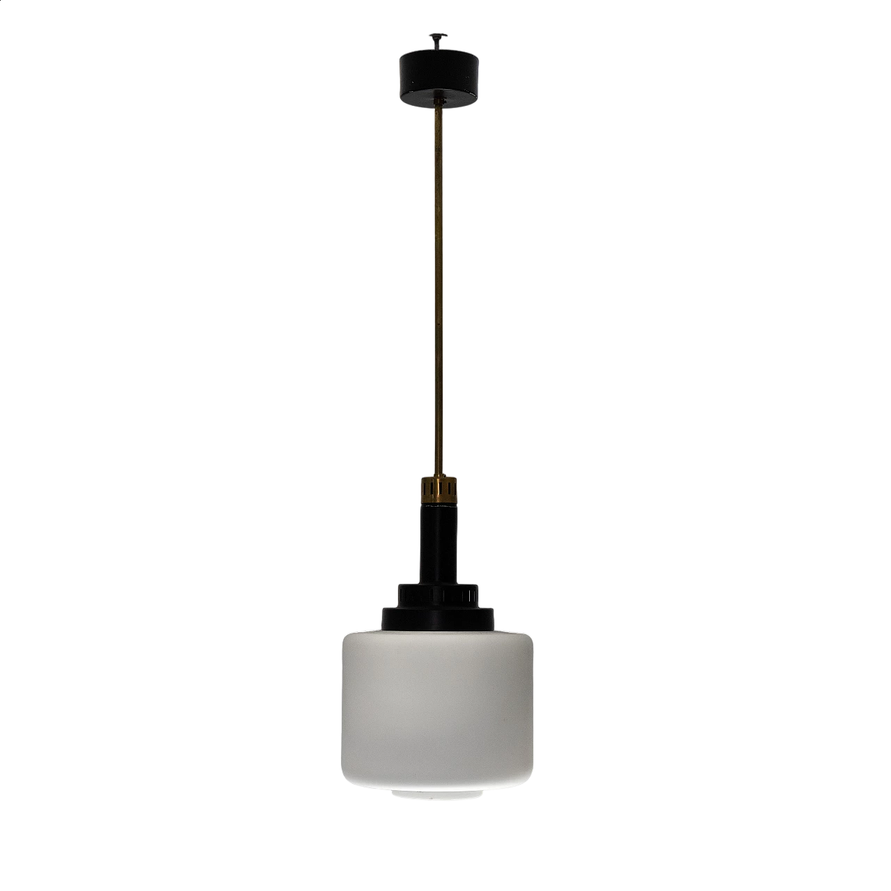 Lampadario in vetro e metallo, anni '50 11