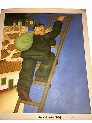 Homage painting to Fernando Botero, 1980s