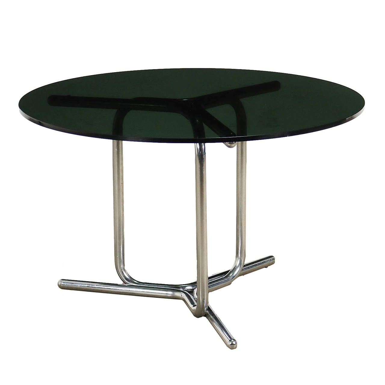 Hallowood Furniture Cullompton Tavolino Rotondo In Vetro - Con Base A Croce In Metallo Cromato, 60cm, Per Soggiorno E Camera Da Letto - 3
