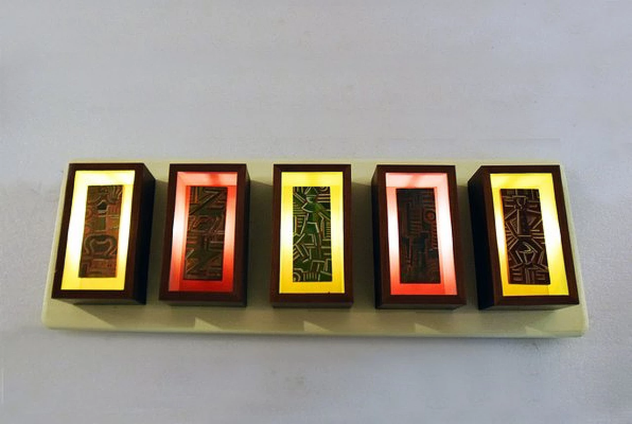 Futurist-style wall light with five wooden modules, 1950s 2