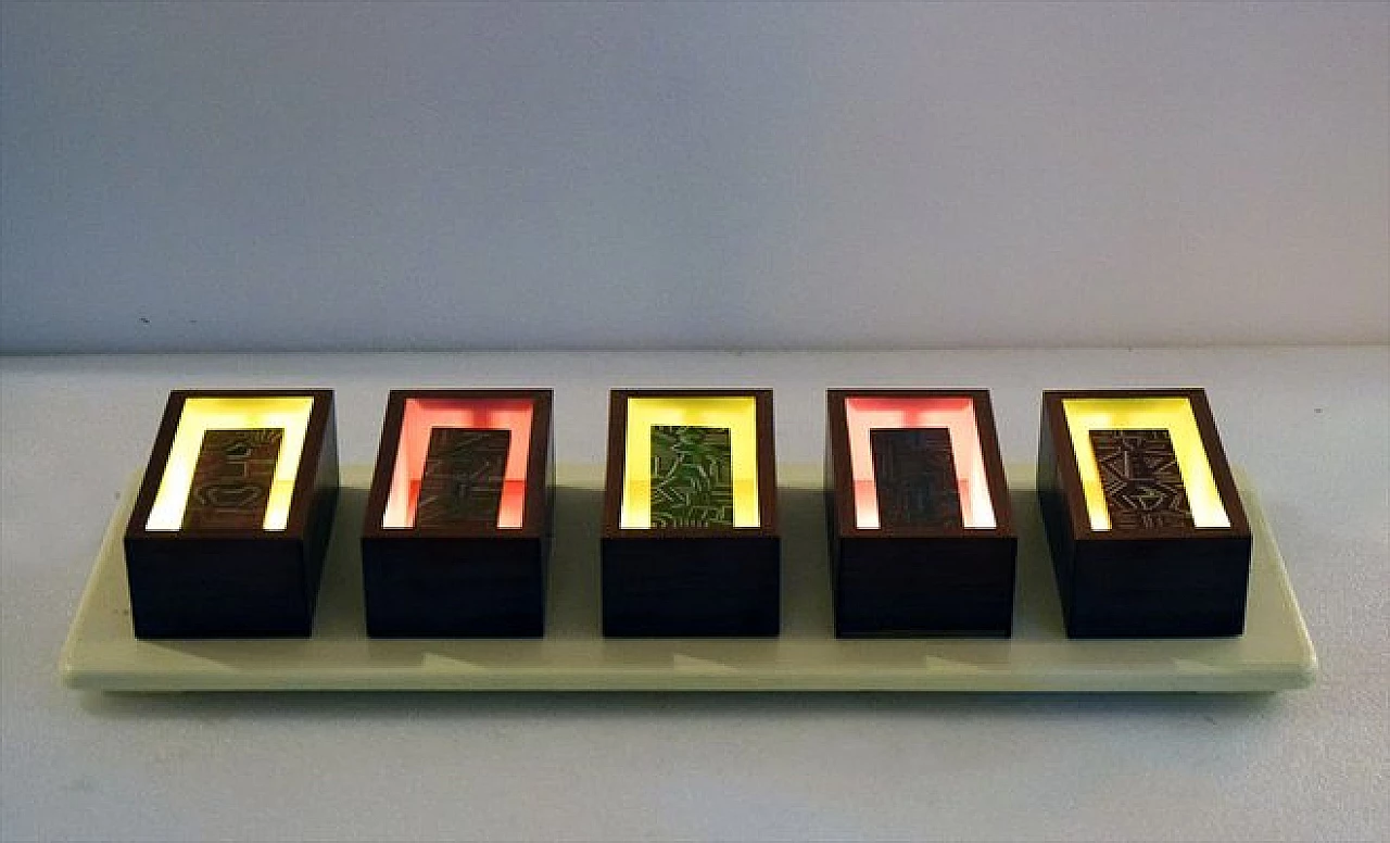 Futurist-style wall light with five wooden modules, 1950s 7