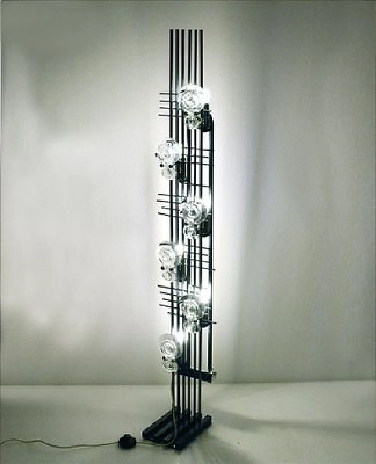 Lampada da terra a sei luci in metallo e cristallo di Oscar Torlasco, anni '70 12