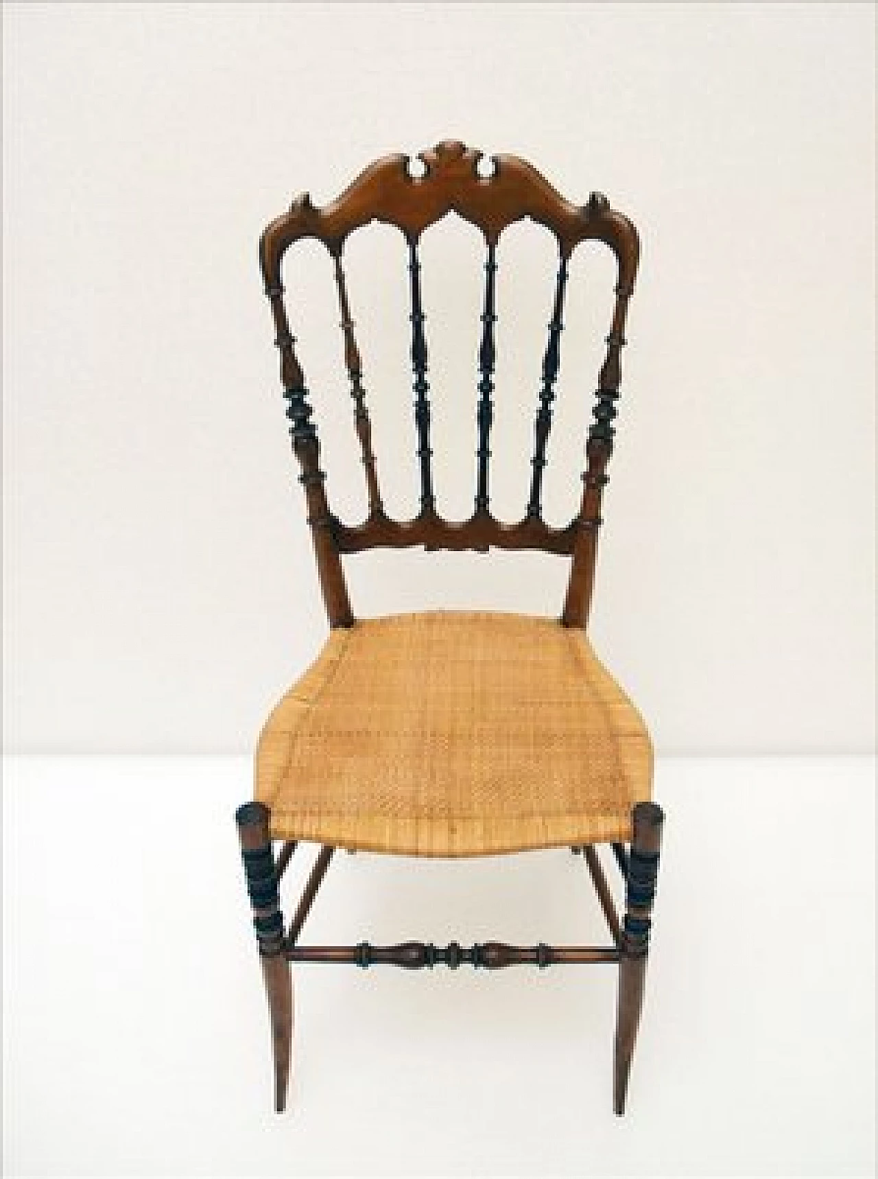 4 Chiavarina chairs in cherry wood with straw seat, 1920s 6