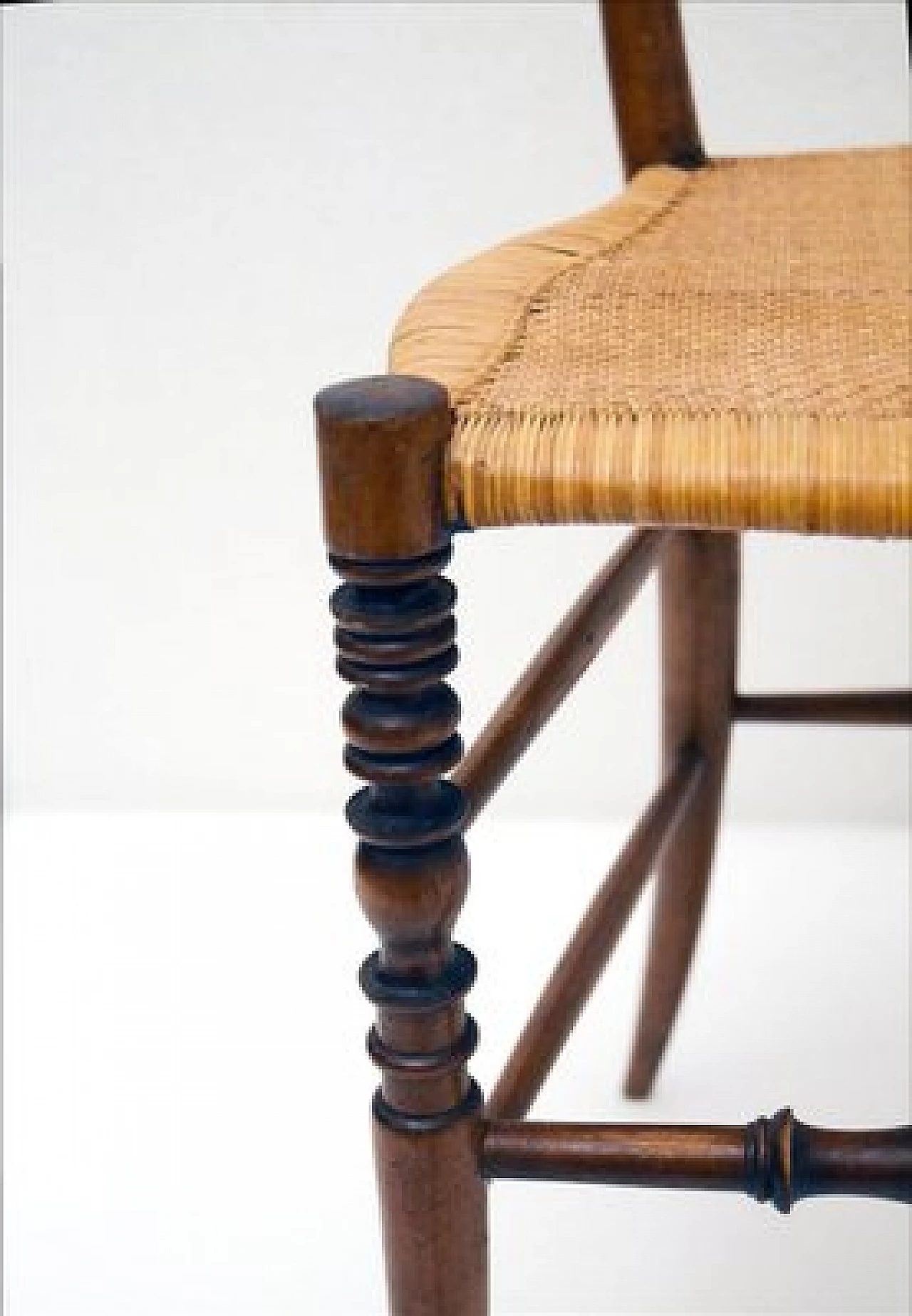 4 Chiavarina chairs in cherry wood with straw seat, 1920s 11