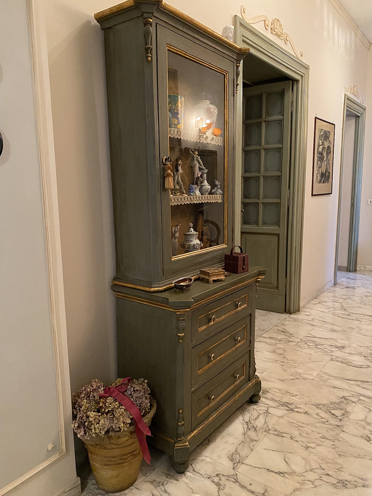Credenza in legno con vetrina, '800 1