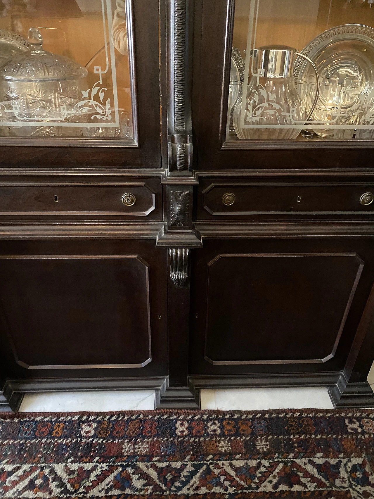 Carved wooden sideboard with display case, 19th century 22