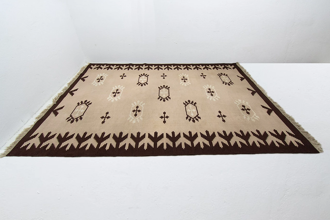 Beige and brown Kelim rug, 1970s 2
