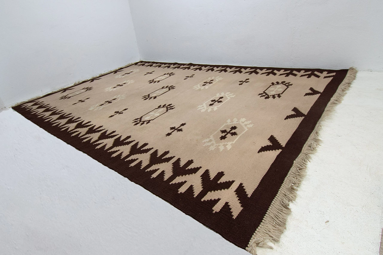 Beige and brown Kelim rug, 1970s 3
