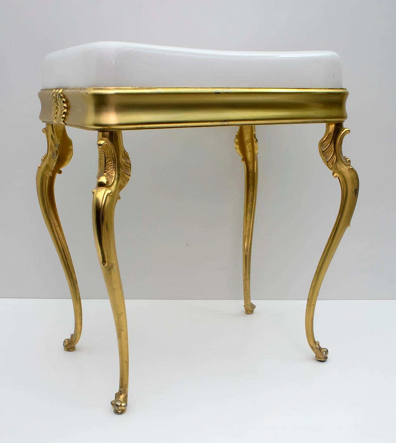 Brass and plexiglass stool, 1950s 3