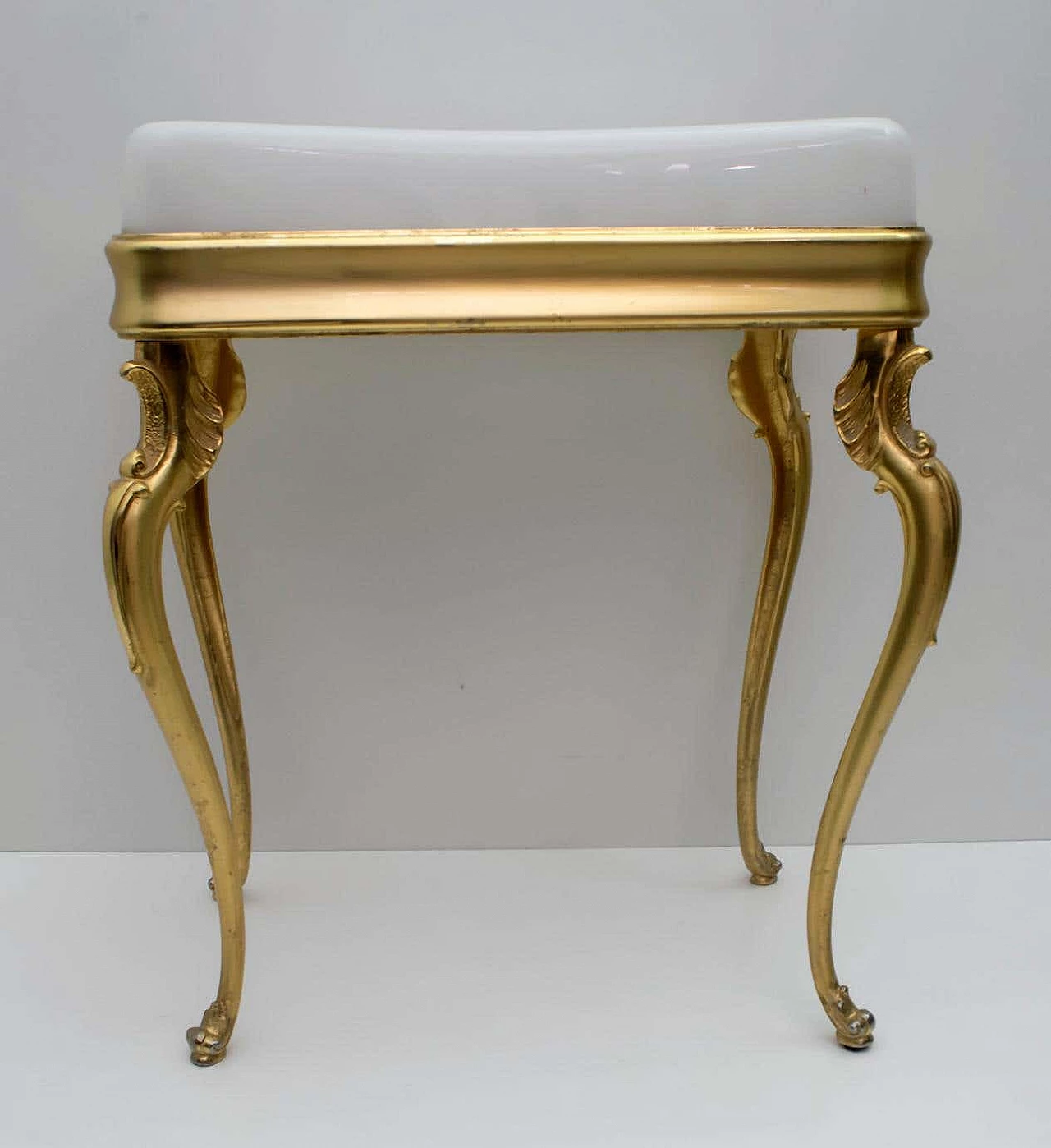Brass and plexiglass stool, 1950s 5
