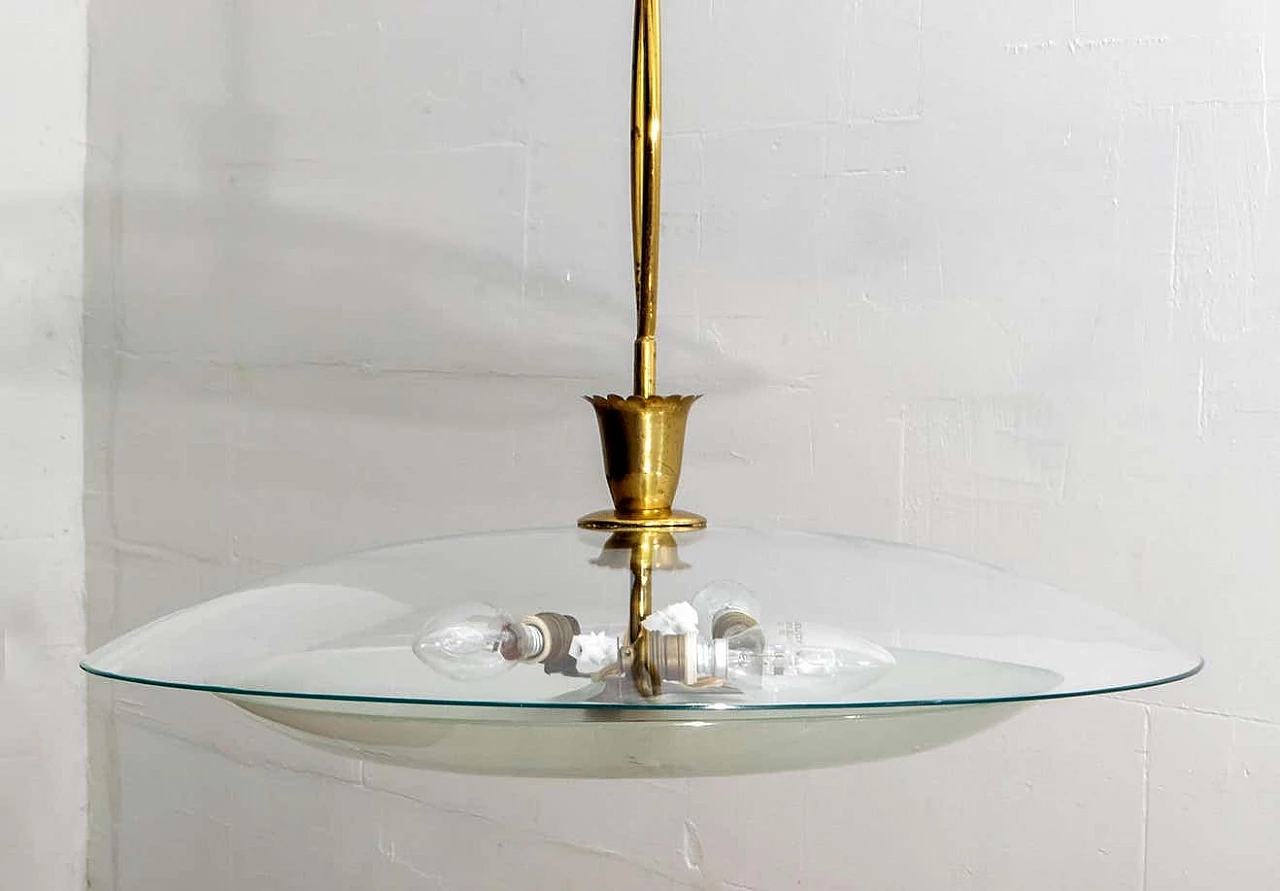 Glass and brass chandelier by Pietro Chiesa for Fontana Arte, 1940s 3