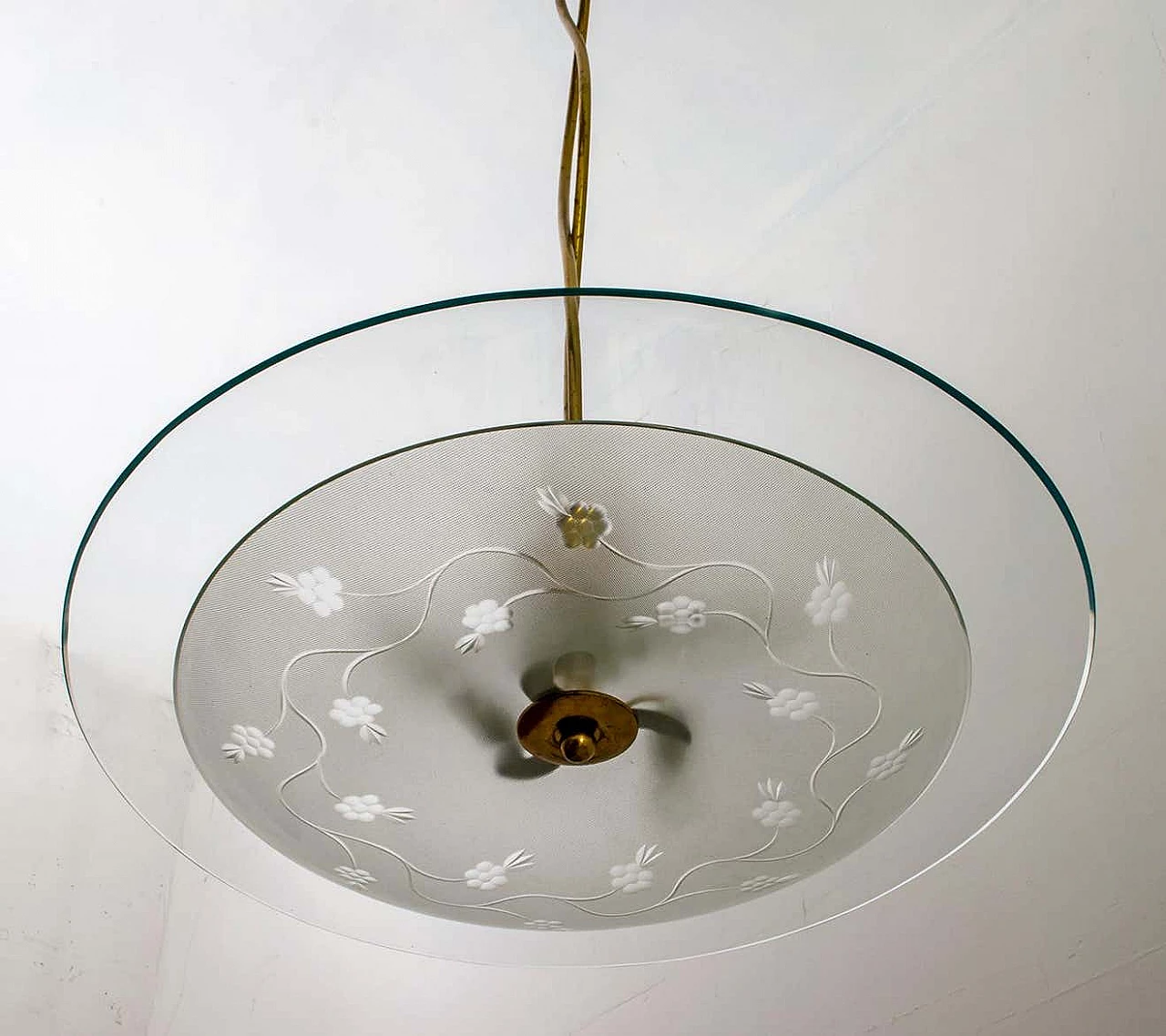 Glass and brass chandelier by Pietro Chiesa for Fontana Arte, 1940s 8