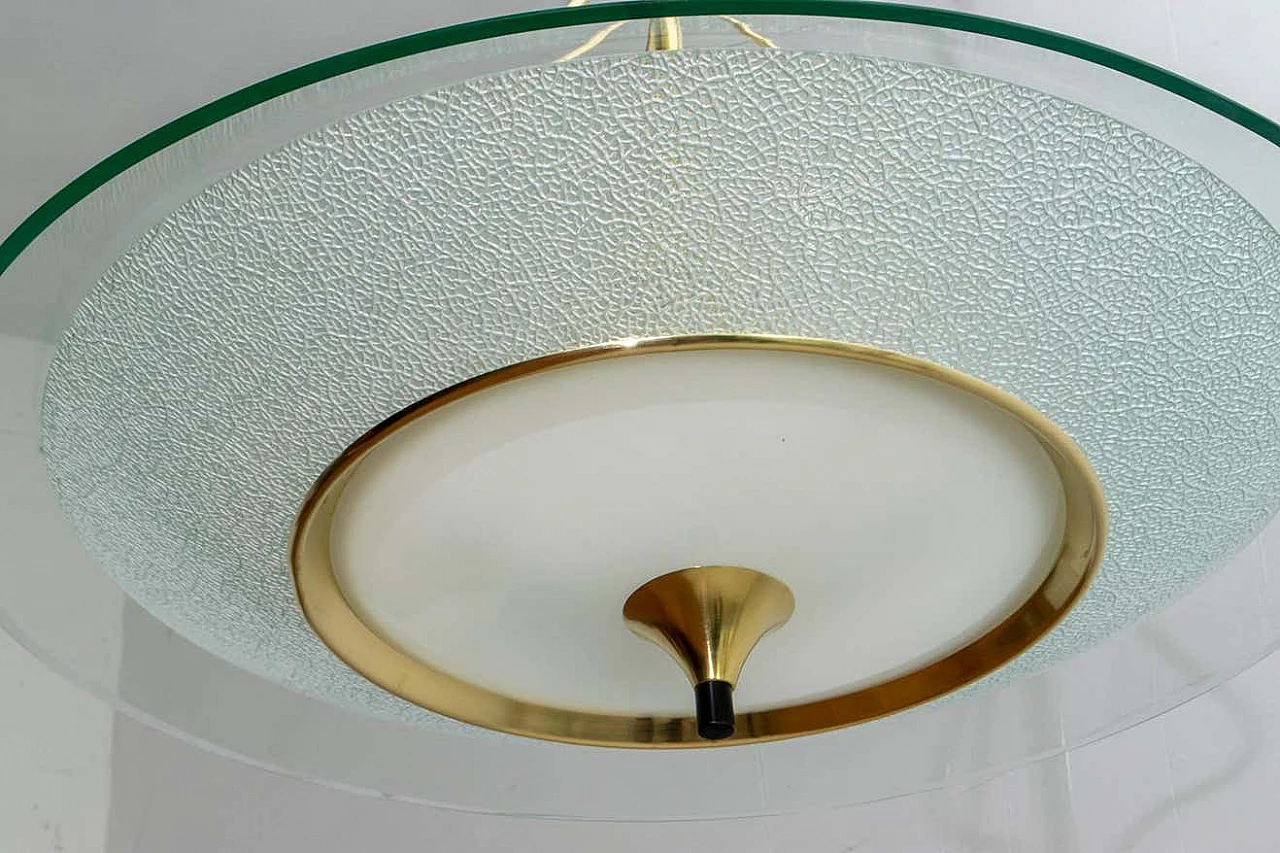 Lampadario tondo in vetro e ottone di Pietro Chiesa per Fontana Arte, anni '40 12