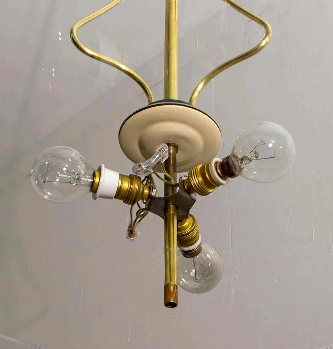 Lampadario tondo in vetro e ottone di Pietro Chiesa per Fontana Arte, anni '40 14