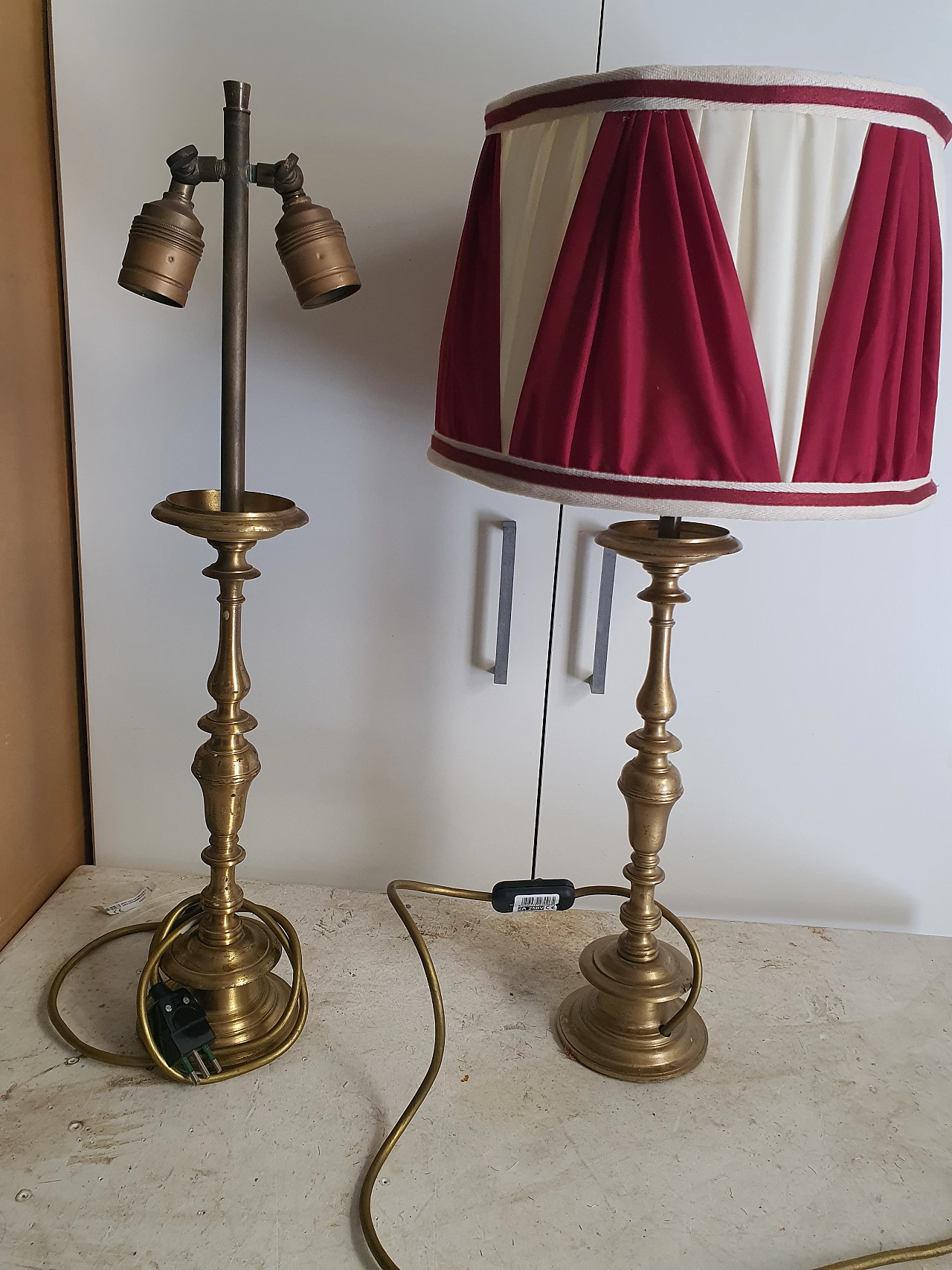 Pair of brass candelabra table lamps 1