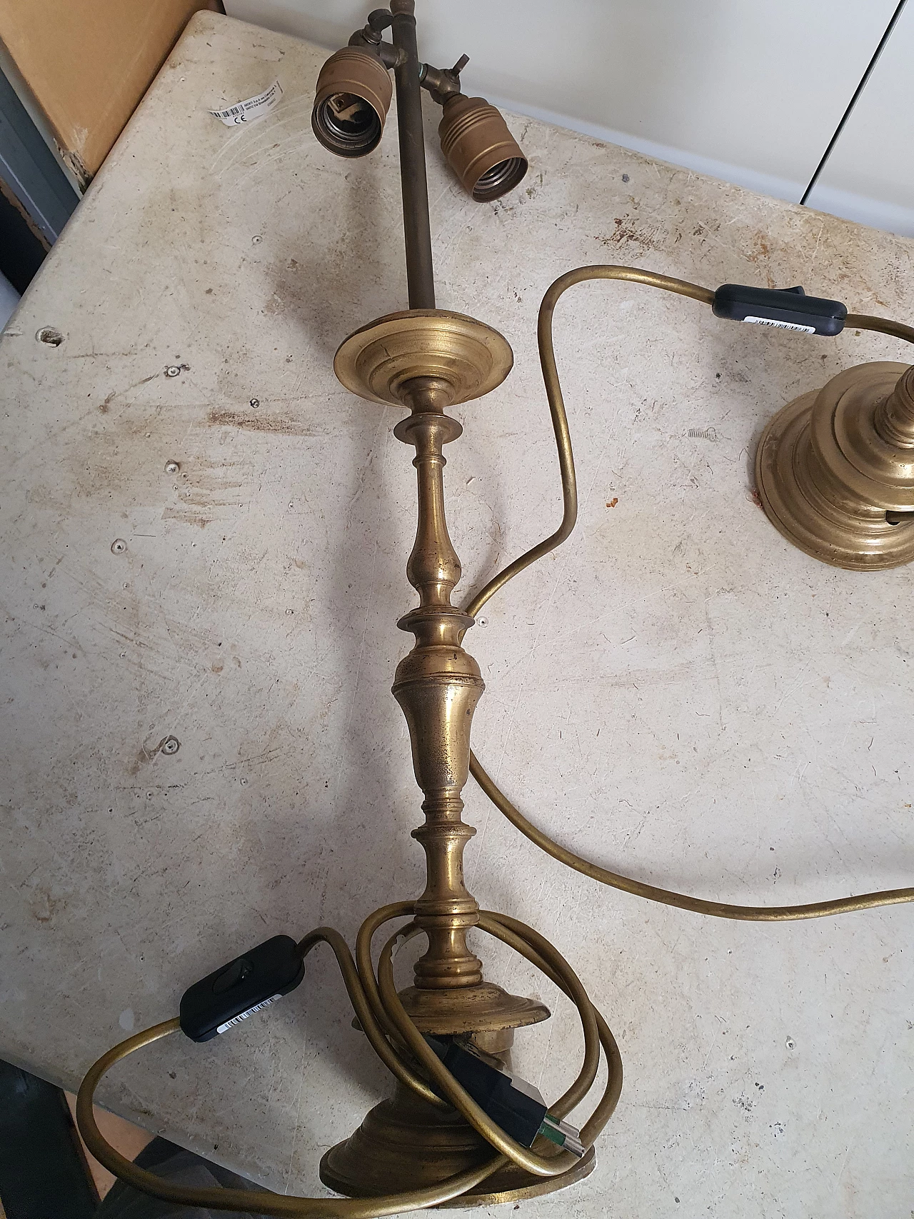 Pair of brass candelabra table lamps 2