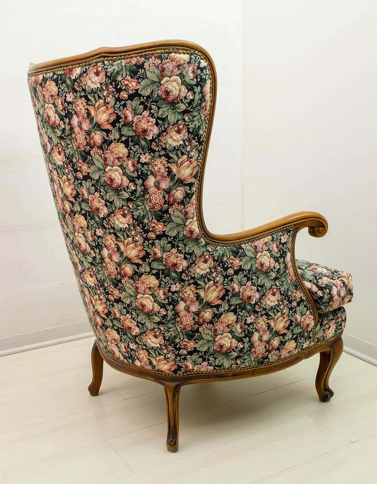 Chippendale-style walnut armchair with curved back, 1960s 6