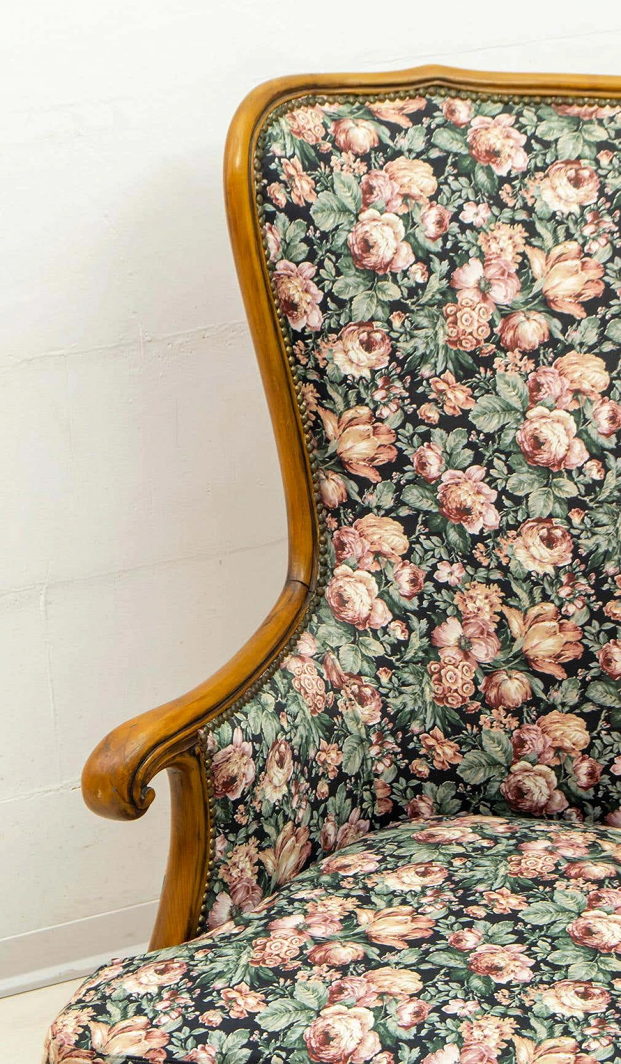 Chippendale-style walnut armchair with curved back, 1960s 11